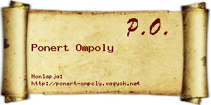 Ponert Ompoly névjegykártya